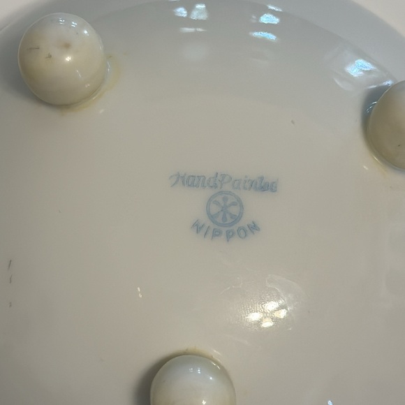 Antique Handpainted Nippon Mayonnaise/Whipped Cream Bowl w/Spoon - Picture 6 of 10